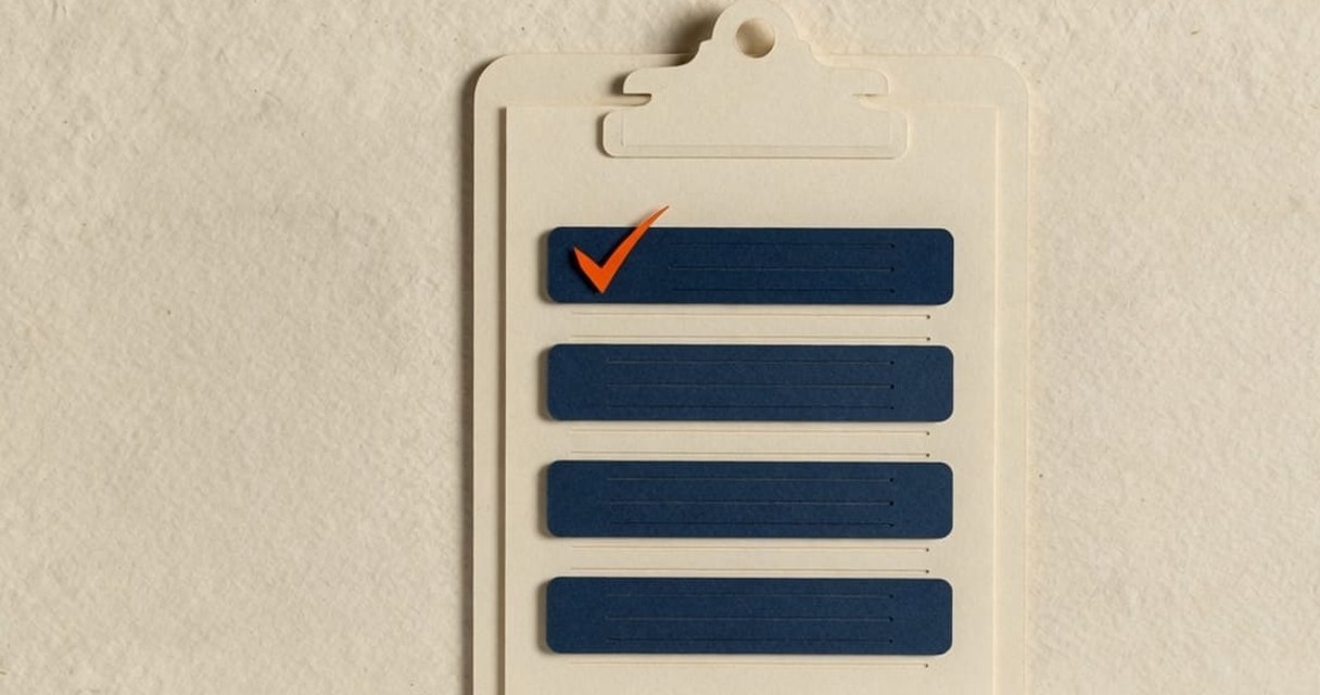 Paper-craft illustration: a cream prompt card ruled with four navy strips labelled Role, Context, Task and Format, clipped to a navy headset and a small burnt-orange policy stamp that reads WITHIN POLICY.